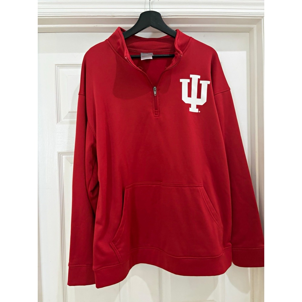Knights Apparel Indiana Hoosiers Red Quarter Zip Pullover Sweatshirt Men's XL
